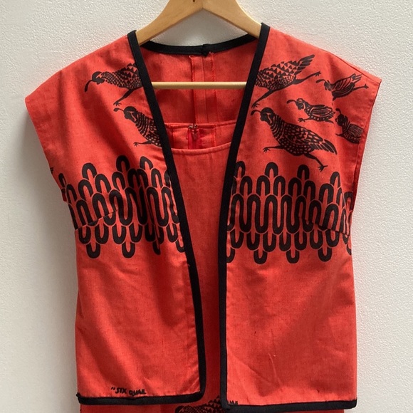 Vintage Harwood Steiger “Six Quail” Silk Screened Cotton Cocktail Party Dress - Picture 10 of 10